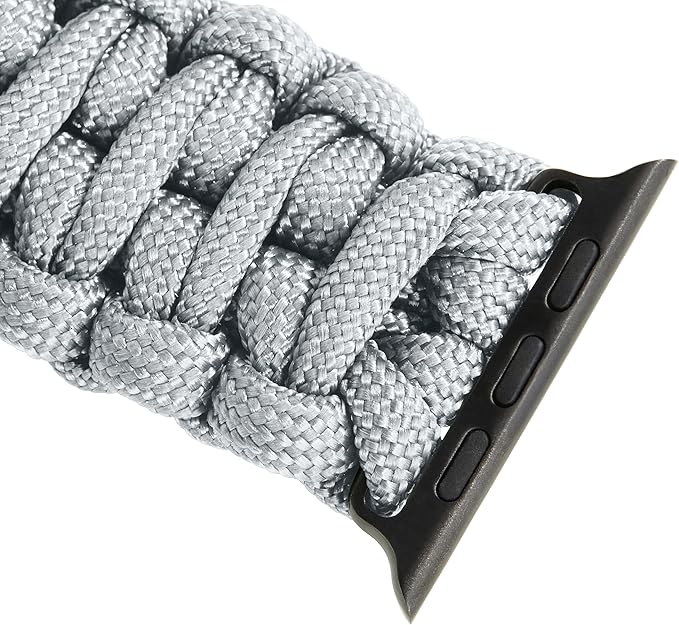 Savior Survival Gear Paracord Watch Band - Compatible with Apple Watch Band 49mm 46mm 45mm 44mm 42mm - iWatch Band Series Ultra 10 9 8 7 6 5 4 3 2 1 SE – Adjustable strap for men (Neutral Gray, Large)