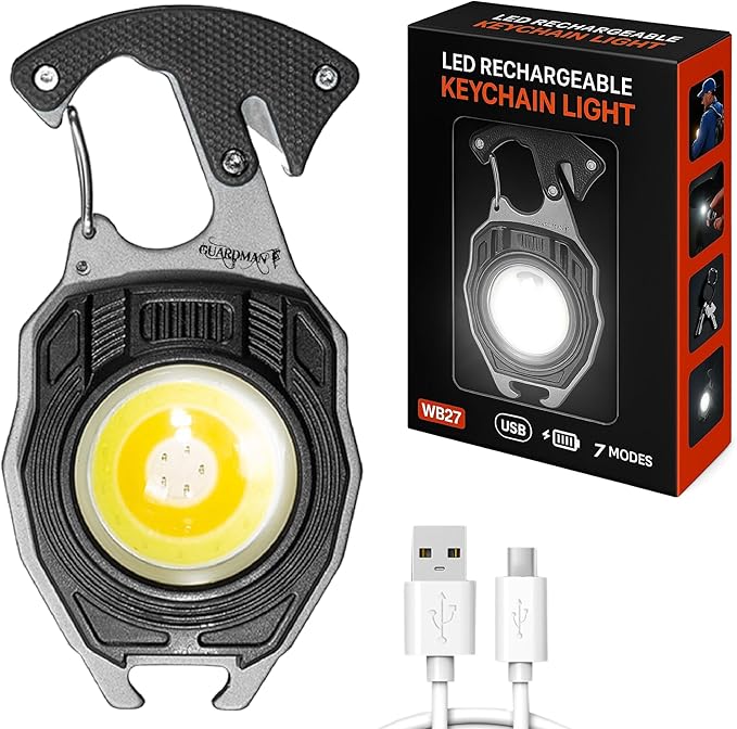 GUARDMAN Fathers Day Gift for Dad – Multitool Survival keychain Tool, LED Flashlight, Carabiner, Fire Starter, Screwdriver, Whistle, Bottle Opener – Camping & Outdoor Multi Tool Gear - 30 Pack