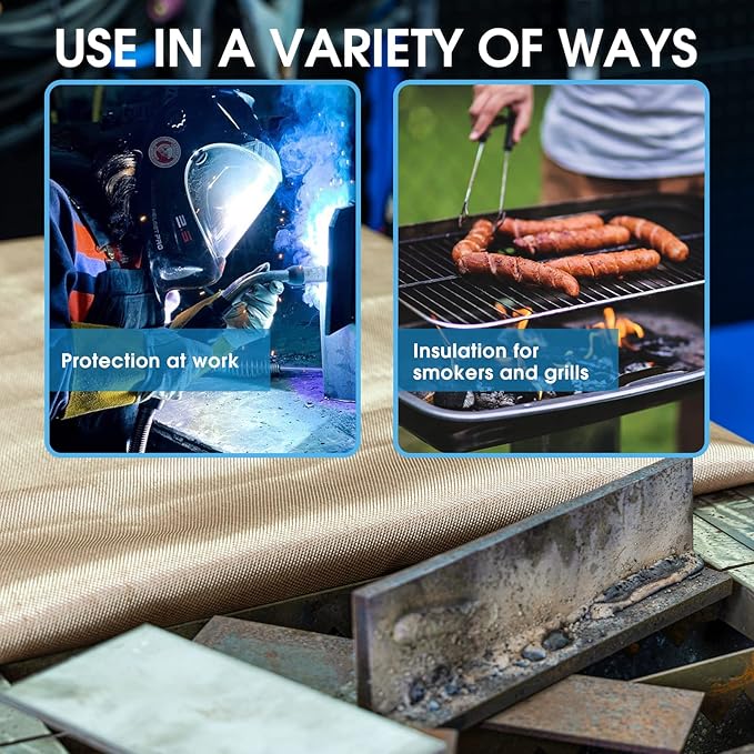YESWELDER Heavy Duty Fiberglass Welding Blanket, 4 x 6ft Fireproof Insulation Blanket, 1/3”(8mm) Thickened Weld Cover with Grommets, Thermal Resistant Insulation Welding Curtain Mat Grill