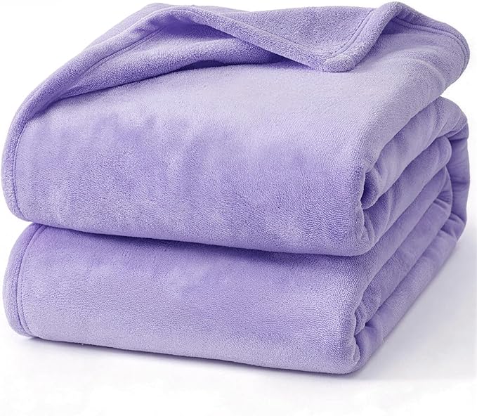 Hansleep Fleece Lilac Twin Blanket, Super Soft Flannel Fuzzy Plush Cozy Blanket for All Seasons, Lilac, Twin 60x80 Inches
