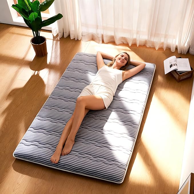 jzbearapt Premium Foam Japanese Floor Mattress Futon Mattress,100% High Density Comfortable Foam, Thicken Tatami Mat Sleeping Pad, Ideal for Comfort and Support, Queen (80" X 60")