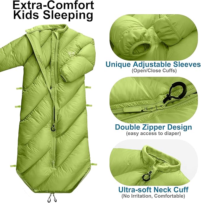 Walkable Toddler Sleeping Bags for Kids, Boys Girls (2T-4T) - Puffy Camping Sleeping Sack for Indoor, Outdoor, Travel, Sleepover, Slumber Party (up to 46 in)- Machine Washable, Lightweight
