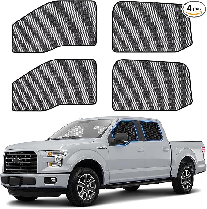 ZATOOTO F-150 Car Window Shades for 2015-2020, F-150 Car Window Screen for Camping Baby Window Shade, Full Coverage Side Window Shade with Breathable Mesh