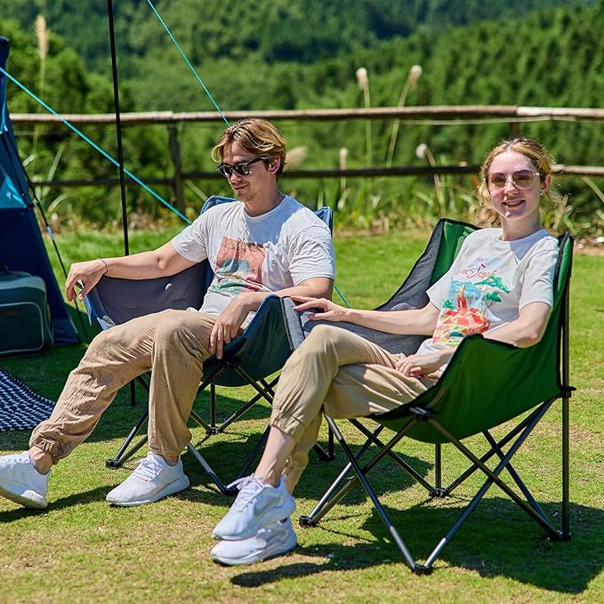 Portal 32" Oversized Camping Chair, Foldable Heavy Duty 350 lb Padded Ergonomic Seat for Big & Tall Adults, Pinch-Free Extra Wide Design Featuring Cup Holder & Carry Bag for Fishing, Lawn & Sidelines