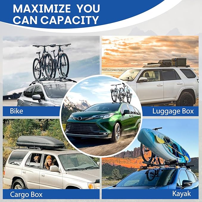 Roof Rack Cross Bars Compatible with Toyota Sienna 2021-2026, 150 lbs Aluminum Crossbars Fit for Roof Rails Rooftop Cargo Basket Carrier Bag Luggage Kayak Bike