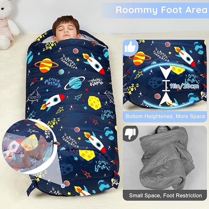 FIOBEE Kids Sleeping Bag for Girls Boys 3 Season Warm & Cool Weather Youth Camping Sleeping Bags with Backpacking Bag Waterproof for Traveling Hiking Indoor Outdoor Camping Essentials