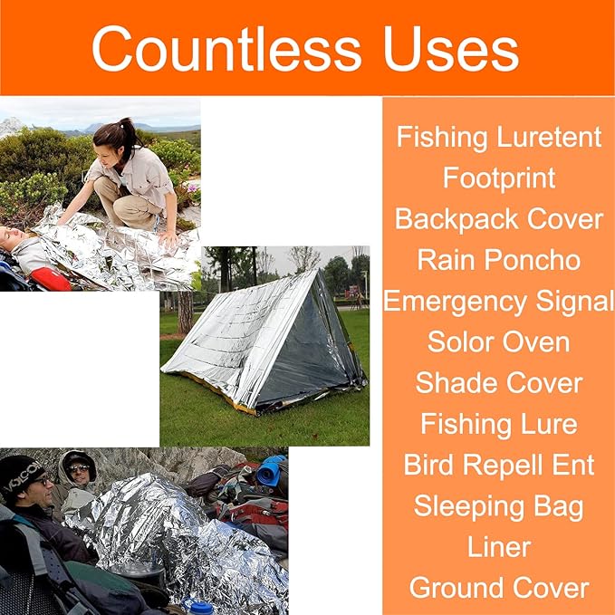 50 Pcs Emergency Mylar Thermal Blanket, Gigantic Space Blanket 82 * 52 in. for Marathons and Car Use