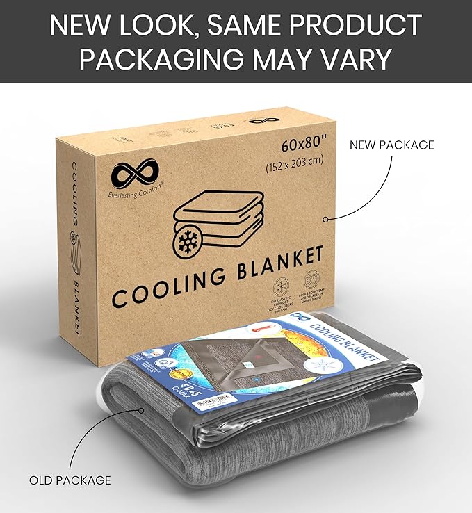 Everlasting Comfort Cooling Blanket for Hot Sleepers - Soft, Lightweight & Breathable Throw Blanket with Easy to Clean Material - Luxury Throws for Hot Flashes & Night Sweats (60"x80")