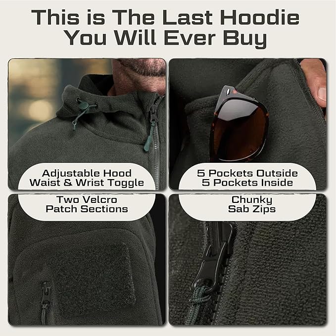 Baerskin Tactical Hoodie Jacket for Men 4.0 - Military Style Fleece Sweater for Cold, Rain, Wind or Snow