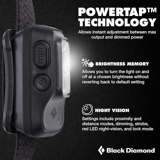 BLACK DIAMOND Spot 400-R Rechargeable Headlamp | 400 Lumens, Dimmable | Micro-USB Charging | Waterproof & Compact | Camping, Hiking, Running | Graphite