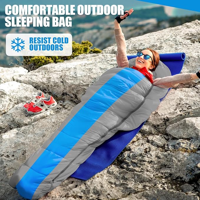 OBTANIM Sleeping Bags Portable Waterproof Camping Sleeping Bag for Adults Kids 4 Seasons Cold Weather or Warm Backpacking Hiking Travel Indoor Outdoor Use