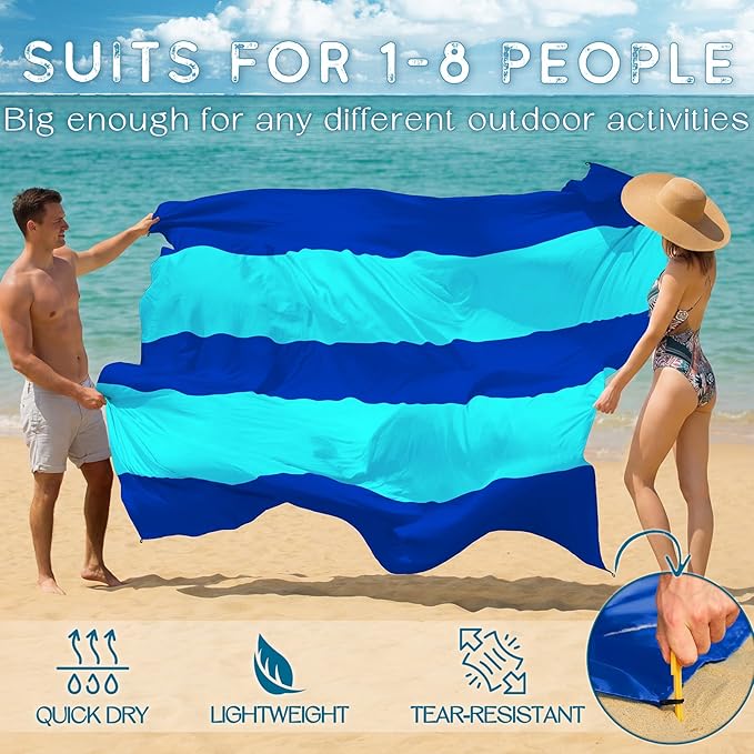 BYDOLL Beach Blanket 10'X9' Waterproof Sandproof Suits1-8 Adults Oversized Lightweight Large Blanket Picnic Mat for Beach Sand Free Travel Camping Hiking Picnic