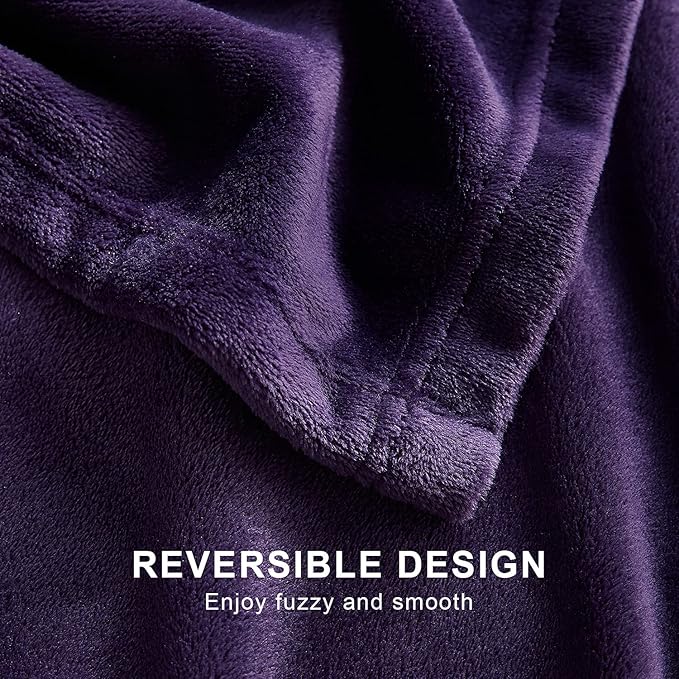 Hansleep Fleece Blanket for Couch Purple, Super Soft Flannel Fuzzy Throw Plush Cozy Blanket for All Seasons, Purple, Throw 50x60 Inches