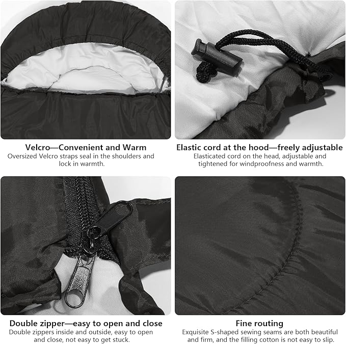 Sleeping Bags, Lightweight Camping Sleeping Bag for Adults, Kids, Hiking, Outdoor, Travel, Cold Weather & Warm