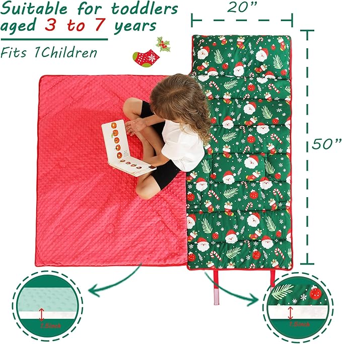 Lasoftan Toddler Nap Mat with Pillow and Blanket, Extra Large Rolled Napping Mats,Slumber Bags for Boys Girls,Kids Sleeping Bag for Daycare, Preschool Travel Camping