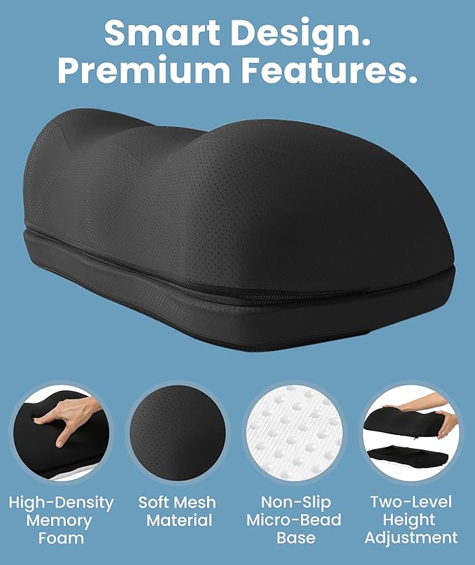 Elevate Series by Everlasting Comfort Adjustable Cloud Foot Rest for Under Desk at Work with Pressure Point Nodes - Comfortable Memory Foam Office Foot Stool & Desk Pillow, Gaming & Home Accessories