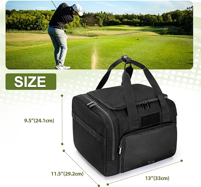 DSLEAF Small Golf Trunk Organizer Bag for Men & Women, Golf Car Locker with Bottom Shoe Space for A Pair of Shoes, Multiple Pockets for Balls, Tees, Cap, Gloves and Towels