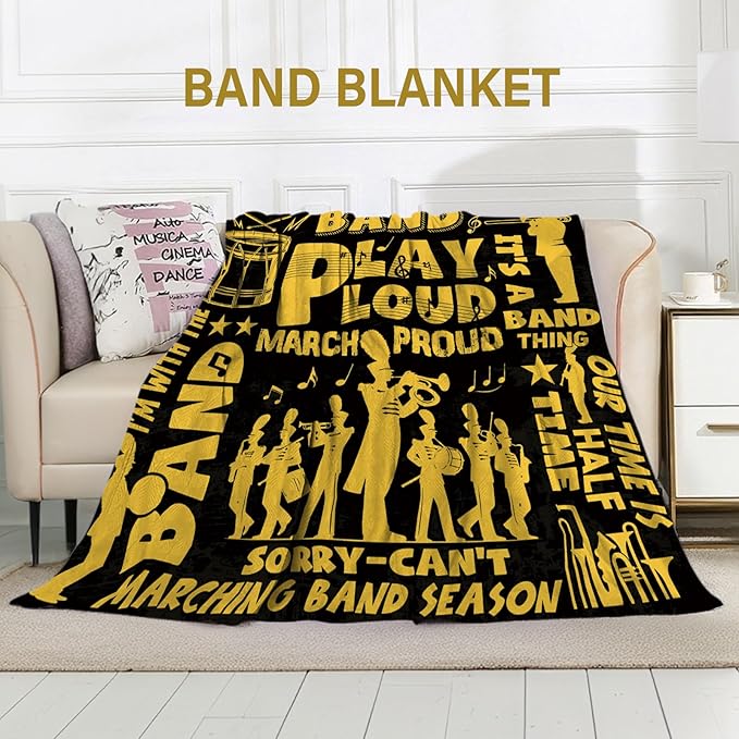 Marching Band Gifts Blanket for Teens, Band Director Gifts for Marching Band Adult, Band Flannel Blanket for Men/Women, Rock Band Blanket 80 * 60" Birthday Thanksgiving Gift