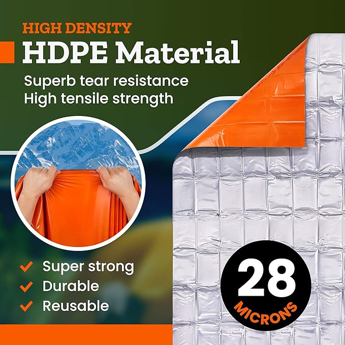4-Pack Emergency Space Blankets, 83x52 inches, Silver, Polyester, High Thermal Performance, Water Resistant, Compact, Unisex, All Seasons, Survival, Car, Reflective Material, Lightweight
