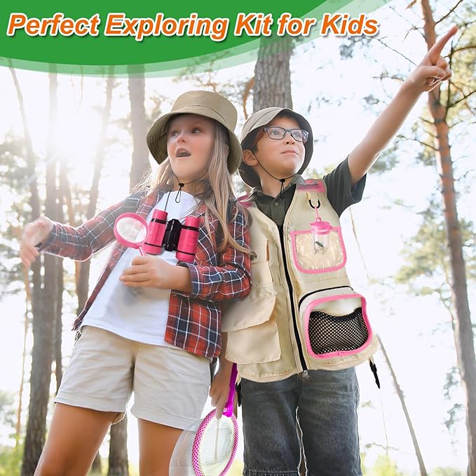 YOPINSAND Kids Explorer Kit & Bug Catcher Kit, Kids Camping Gear for Kids, Outdoor Exploration Set with Vest & Hat, Ideal Outdoor Camping Adventure Toys for Ages 3 4 5 6 7 8 Boys Girls