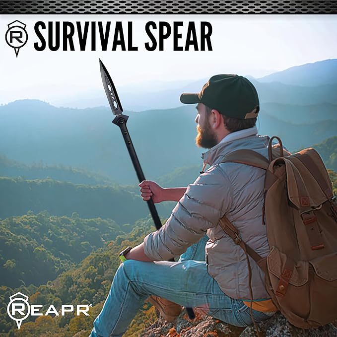 Reapr Survival Spear – 44″ Fixed-Blade Throwing Spear with Double‑Edge Stainless Steel Head & Snap Sheath