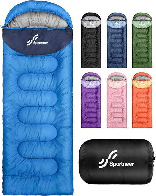Sportneer Sleeping Bag for Adults & Kids, Cold Weather & Warm Waterproof Camping Sleeping Bag, Compact Portable for Camping Hiking & Travel