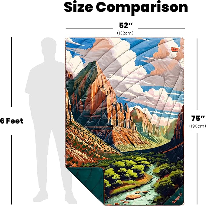 Rumpl Original Puffy National Park Blanket for Camping and Outdoors, Zion - V3