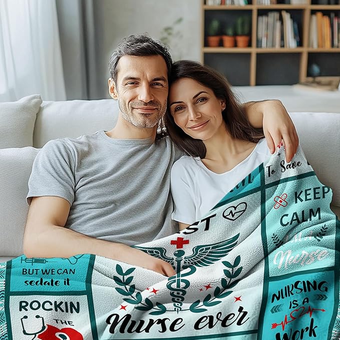 Wazzio Nurse Gifts for Women Men, Christmas Thanksgiving Gifts for Nurses Blanket, Nursing Student Gift for Nurses, Nurse Appreciation Graduation Birthday Gift Blanket 50"x 60"