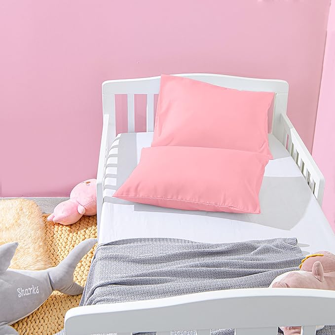 NTBAY Microfiber Toddler Pillowcases with Envelope Closure, 2 Pack 100% Brushed Microfiber Super Soft Travel Kids Nursery Pillow Cases, 14"x20" Fits Pillows Sized 12"x16" 13"x18" 14"x19", Pink