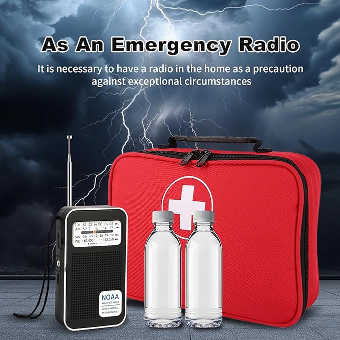 Portable NOAA Weather Radio 4 Band AM FM SW WB, Emergency Radio with DSP Chip, Type-C Rechargeable & Battery Powered, 3.5mm Jack for Hurricane Camping Outdoor
