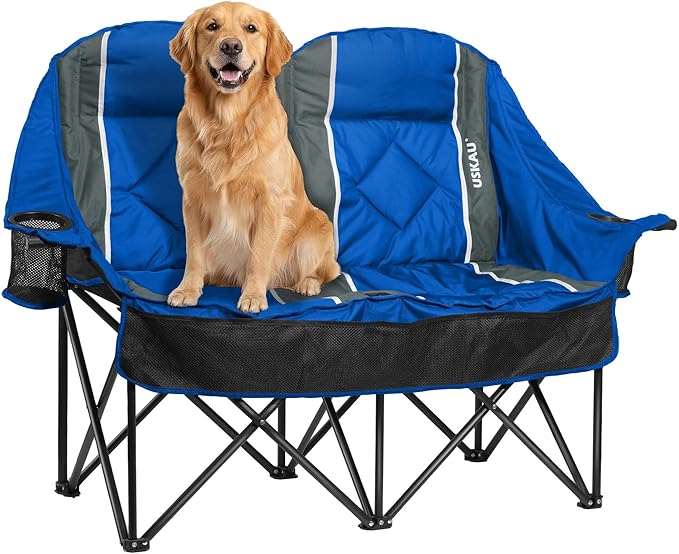 Oversized Double Camping Chair - 2 Person Folding Loveseat for Campfire Snuggle Freedom, Heavy Duty 660LBS Support with Frustration-Free Oversized Carry Bag, Perfect for Couples, Dogs & Sports