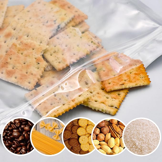 Wisesorb 1 Quart 360 Packs Mylar Bags For Food Storage, 7"x 10" Mylar Bags With Window, Freeze Dried Candy Bags, Reusable Storage Bags For Food, Mylar Food Storage Bags for Long Term Food Storage