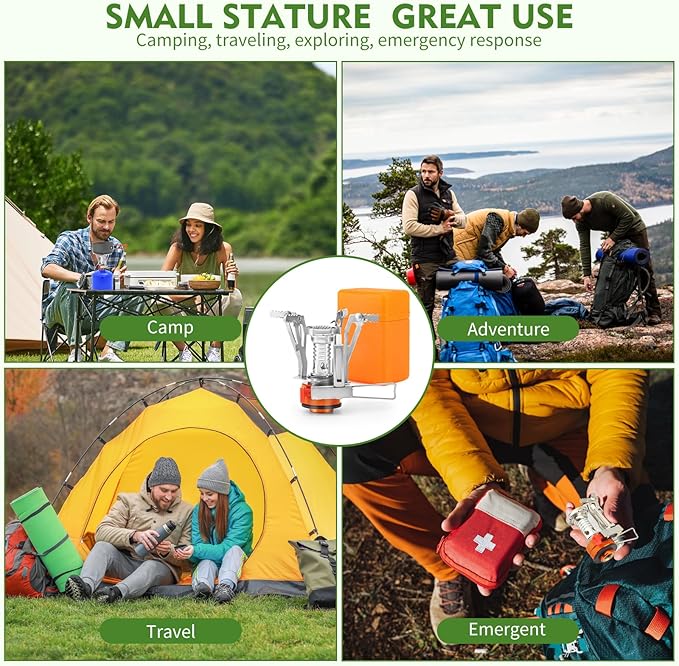 KUBQLIG Portable Camping Stove Backpacking Stove, Specialized Camping Stove with Piezo Ignition Stable Support Wind-Resistance, Camp Stove for Camping Hiking&Outdoor Adventure Cooking