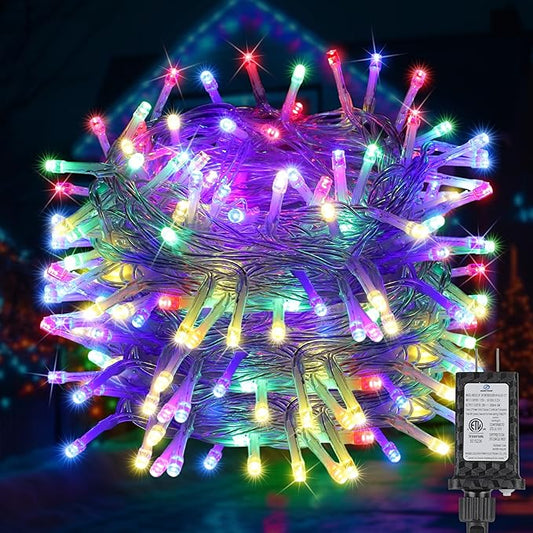 200FT 600LED Christmas Lights Plug in,Outdoor Indoor Waterproof Fairy Lights with Timer and 8 Modes, Christmas Tree Lights for Garden Party Wedding Decoration(Multi Color)