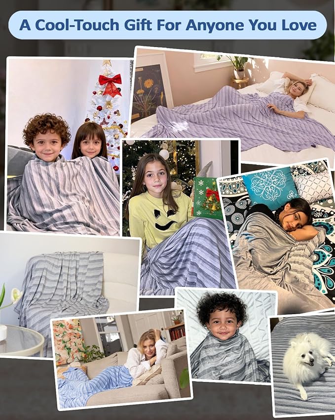 Ailemei Direct Cooling Throw Blanket for Hot Sleepers,Double Sided Cold Effect, Lightweight Breathable Summer Bed Blanket for Couch, Transfer Heat to Keep Body Cool Night Sweats,50"x70"