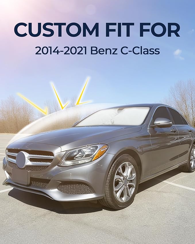 for Mercedes-Benz C-Class 2014-2021 Car Window Shades, 8pcs Privacy Sun Shade Set for Front Windshield Side and Rear Windows, Full Window Covers Keeps Vehicle Cool for Camping Napping