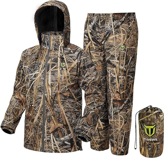 TIDEWE Rain Suit, Waterproof Breathable Lightweight 2 Pieces Rainwear