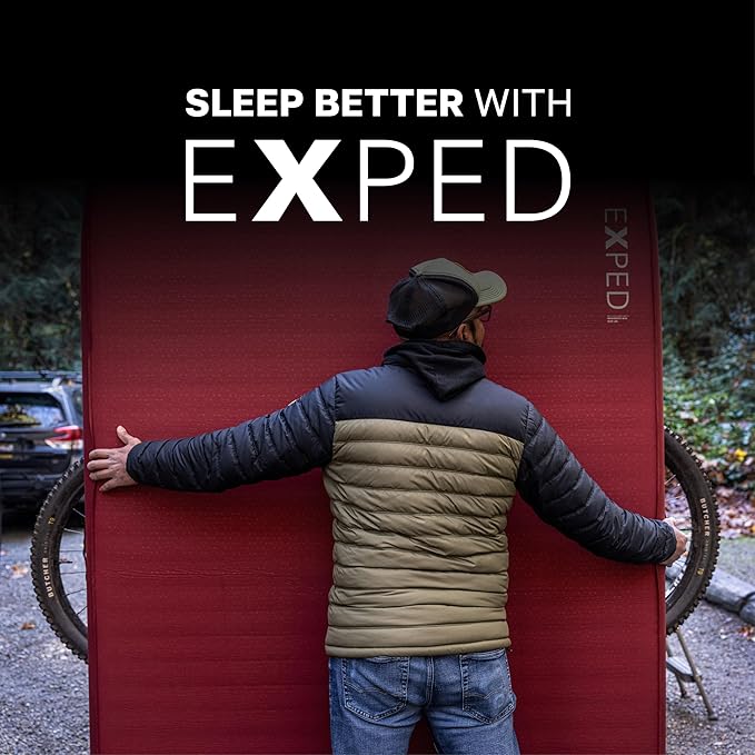 Exped MegaMat Max Duo Long Wide Plus - Self Inflating Plush Sleeping Mat, 6” Foam Pad, Pump Included