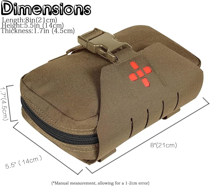 Ifak Pouch-Rapid Deployment Tactical MOLLE Trauma Kit Pouches, Quick Release Tear-Off Medical First Aid Kit Organiser with Red Immediate Identify for Emergency Surviva.