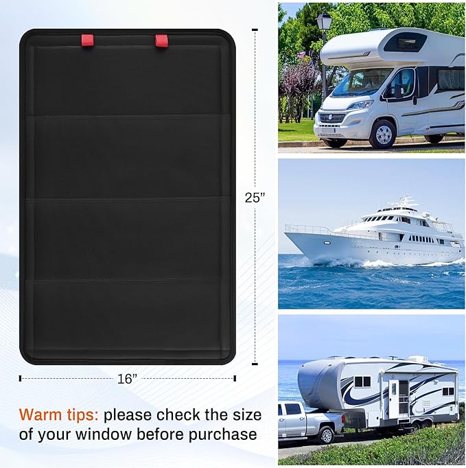 JUSTTOP RV Door Window Shade, New Model Foldable RV Blackout Window Cover with Reflective Silver Coating | UV Protection Sun Shade for RV Travel | RV Accessories Must-Have for Camping & Road Trips