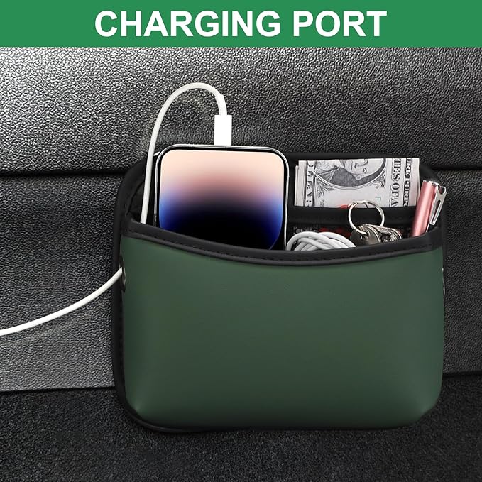 Accmor Universal Car Pocket Organizer - PU Leather Pouch for Seat, Door, Window, Console - Holder for Cards, Trash, Cell Phone, Sunglasses