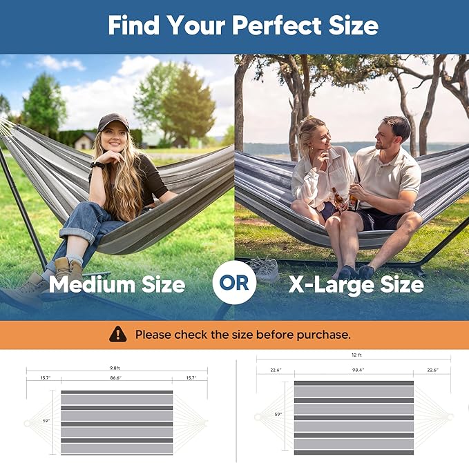 SUNCREAT Hammocks for Outside, Portable Heavy Duty Tree Hammock, Dark Gray & Light Gray