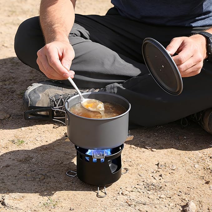 REDCAMP 2 In 1 Mini Alcohol Stove for Backpacking, Ultralight Alcohol Burner with Foldable Stands Brackets, Portable Tiny Spirit Burner for Outdoor Camping Hiking Survival Emergency