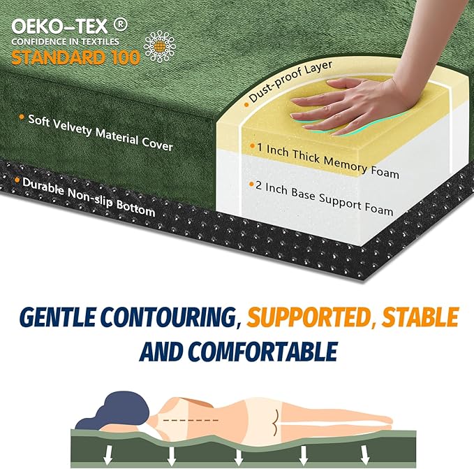 CYMULA Memory Foam Camping Mattress Pad, CertiPUR-US Sleeping Mat, Portable Roll Up Mattress for Adults, Camping Bed Pads for Sleepover, Car Bed with Travel Bag