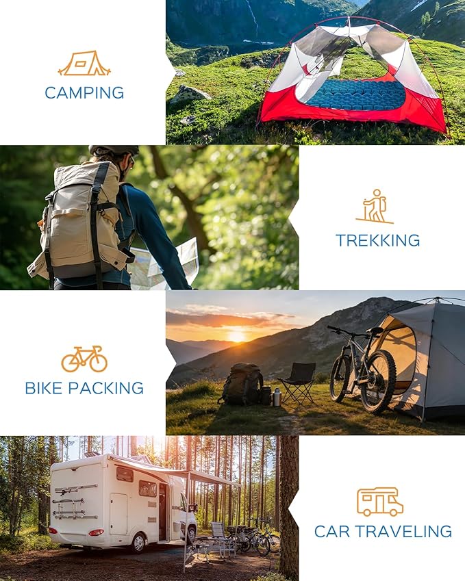 covacure Sleeping Pad for Camping - Ultralight Self-Inflating Camping Pad Mat with Built-in Foot Pump, Durable & Waterproof Air Mattress for Hiking