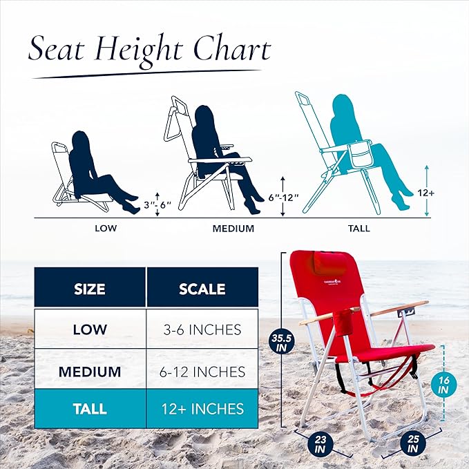 CARIBBEAN JOE Folding Beach Chair, 4 Position Portable Backpack Foldable Camping Chair with Headrest, Cup Holder, and Wooden Armrests