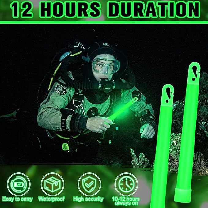 Sotiff 6" Bright Large Glow Sticks Bulk Glow Emergency Glowsticks Snap Military Grade Lights Sticks Long Last Survival Kits for Hiking Party Camping Activities