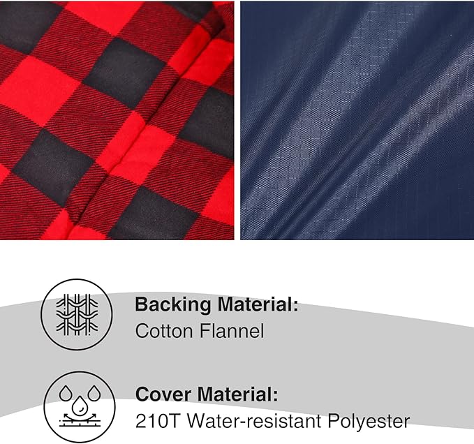 REDCAMP Flannel Sleeping Bag for Adults, Comfortable Cotton Sleeping Bags for Camping with Detachable Hood, Red/Grey/Blue/Black