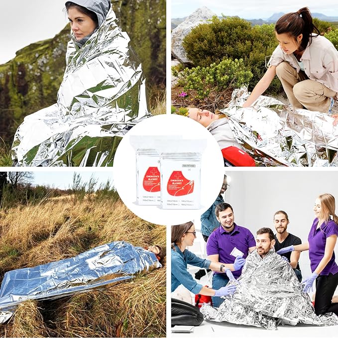 10 Pack Emergency Mylar Thermal Blankets - 84"x52" Durable Space Blankets for First Aid, Survival, Camping, Hiking, Car Emergency Kit, Outdoor Camping Gear