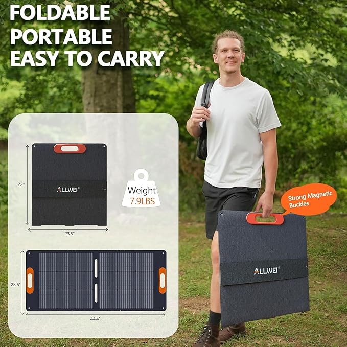 ALLWEI 300W/256Wh LiFePO4 Solar Generator with 100W Solar Panel Included, Portable Power Station with AC Outlet USB Port, Solar Powered Battery Generator for Outdoor Camping, Home Backup, Power Outage
